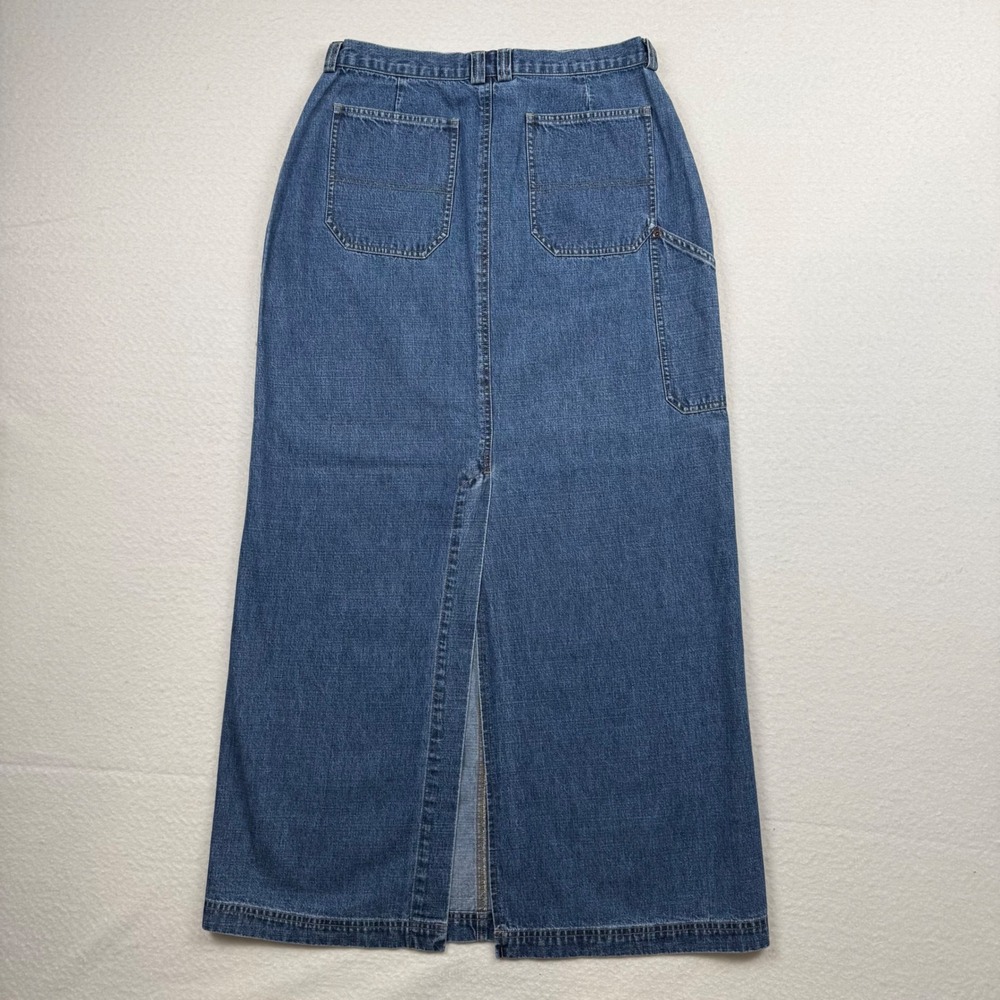 Vintage St Johns Bay Denim Maxi Skirt 100% Cotton Y2K Carpenter Western 10T - Picture 2 of 8